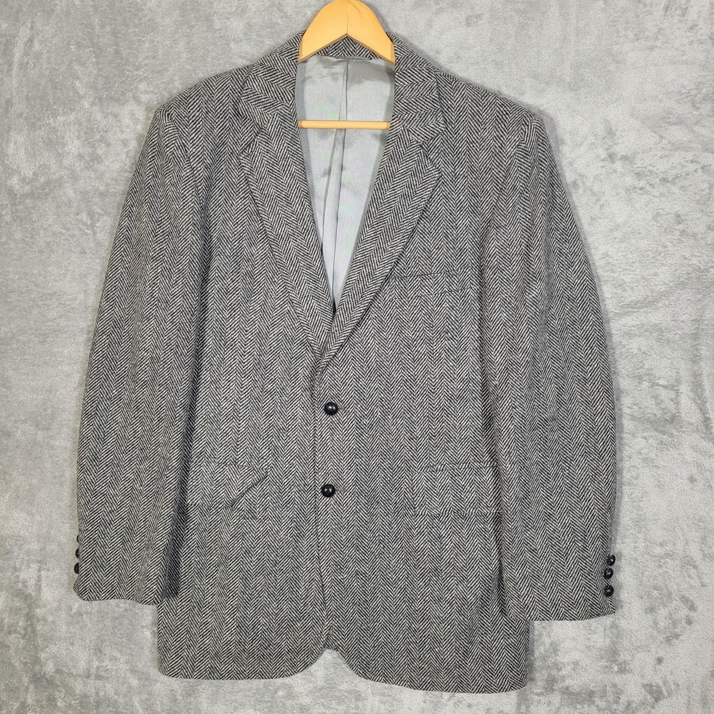 Vtg The Men's Shop Blazer Mens 42L Wool Herringbone Sport Coat Jacket Classic